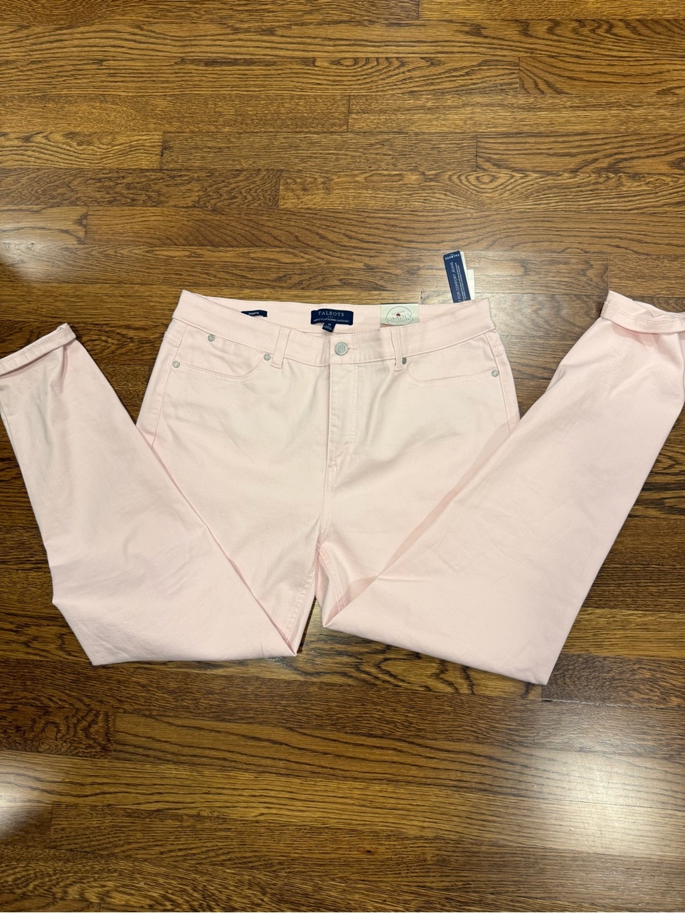Light Pink Jeans. Talbots. Simply Flattering 5 Pocket. NWT. Size 14. Ankle Taper
